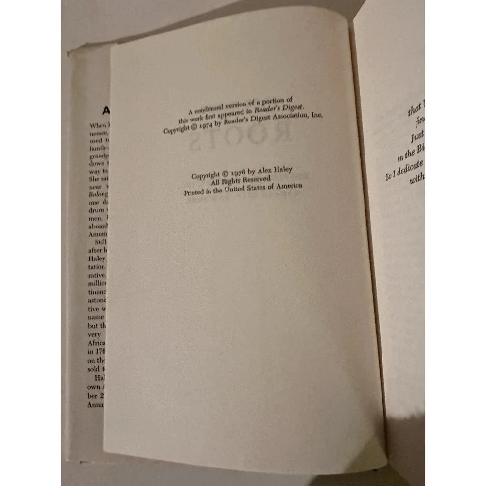 Roots: The Saga Of An American Family By Alex Haley 1976, HC, Book Club Edition